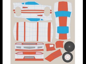 cartoon racing jeep low poly 3D Model