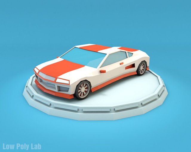 cartoon sport car low poly 3D Model .c4d .max .obj .3ds .fbx .stl .blend 