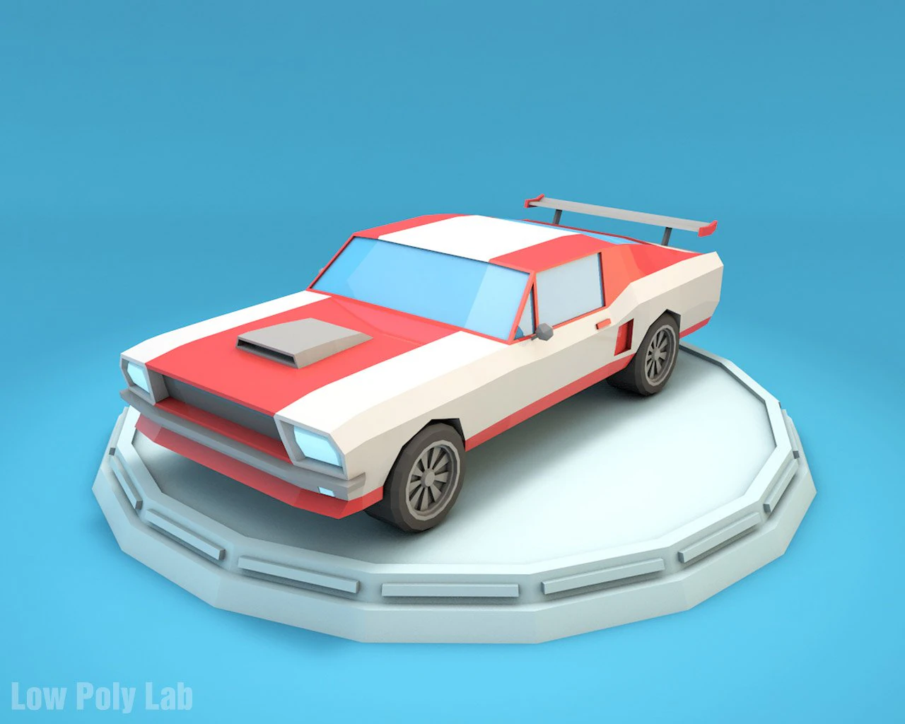 cartoon car low poly 3D Model .c4d .max .obj .3ds .fbx .stl .blend 