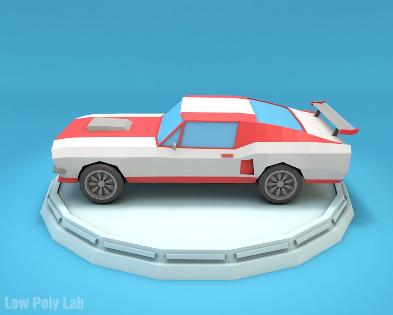 Mustang low poly 3D Model in Racing 3DExport