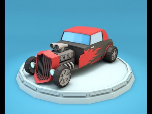 cartoon hot rod racing car low poly 3D-Modell