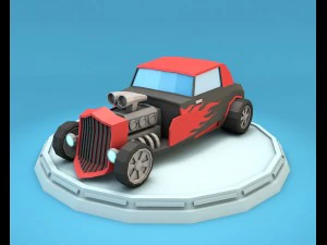 cartoon hot rod racewagen laag poly 3D Model