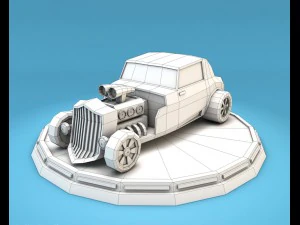 cartoon hot rod racing car low poly 3D Model