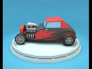 cartoon hot rod racing car low poly 3D Model