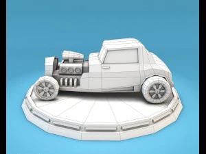 cartoon hot rod racing car low poly 3D Model