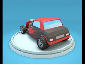 cartoon hot rod racing car low poly 3D 모델