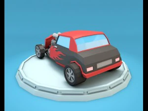 cartoon hot rod racing car low poly 3D Model