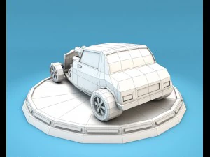 cartoon hot rod racing car low poly 3D Model