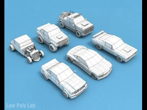 cartoon racing car pack low poly 3D Model