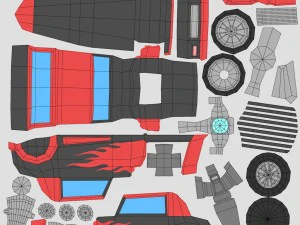 cartoon racing car pack low poly 3D Model