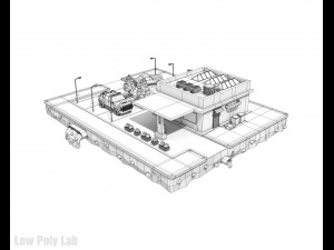 cartoon car service low poly building 3D Model