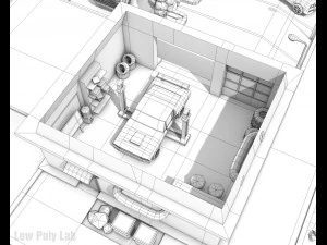 cartoon car service low poly building 3D Model