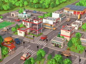 Pacote de cidade de desenho animado low poly Modelo 3D