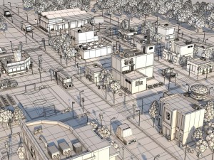 Low poly cartoon city pack 3D Model