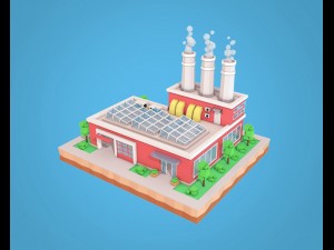 cartoon factory low poly plant 3D Model