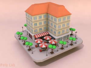 cartoon city rise building low poly 3D Model