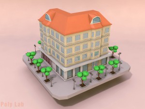 cartoon city rise building low poly 3D Model