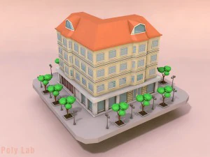 cartoon city rise building low poly 3D Model
