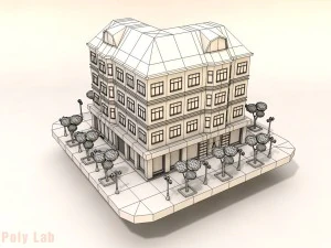 cartoon city rise building low poly 3D Model