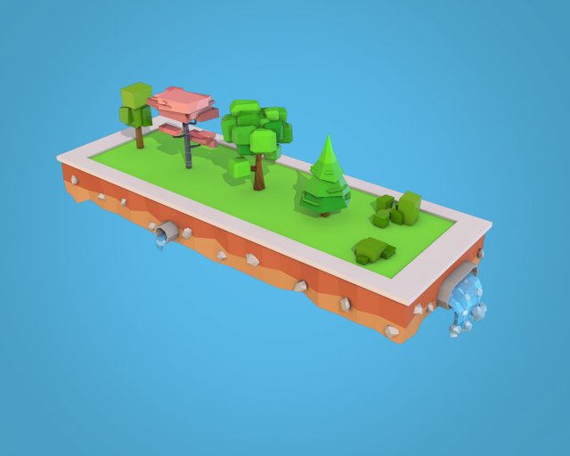 cartoon trees bushes low poly pack Model 3D .c4d .max .obj .3ds .fbx .stl .blend 
