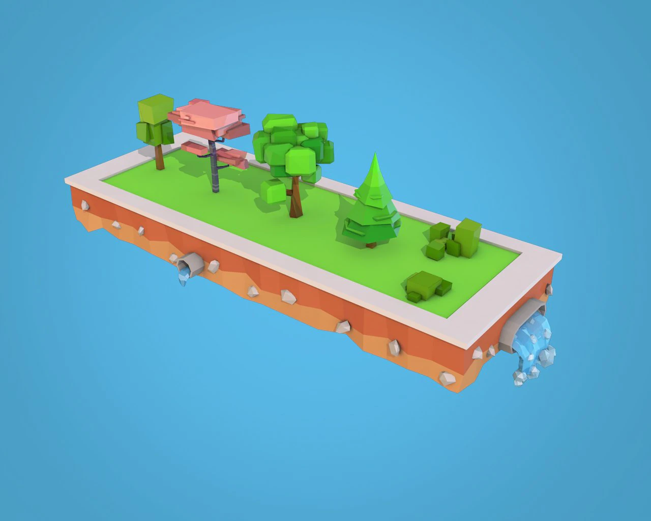 cartoon trees bushes low poly pack 3D Model .c4d .max .obj .3ds .fbx .stl .blend 