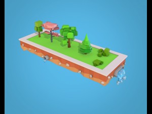 cartoon trees bushes low poly pack 3D-Modell