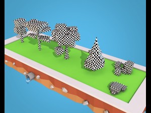 cartoon trees bushes low poly pack Model 3D