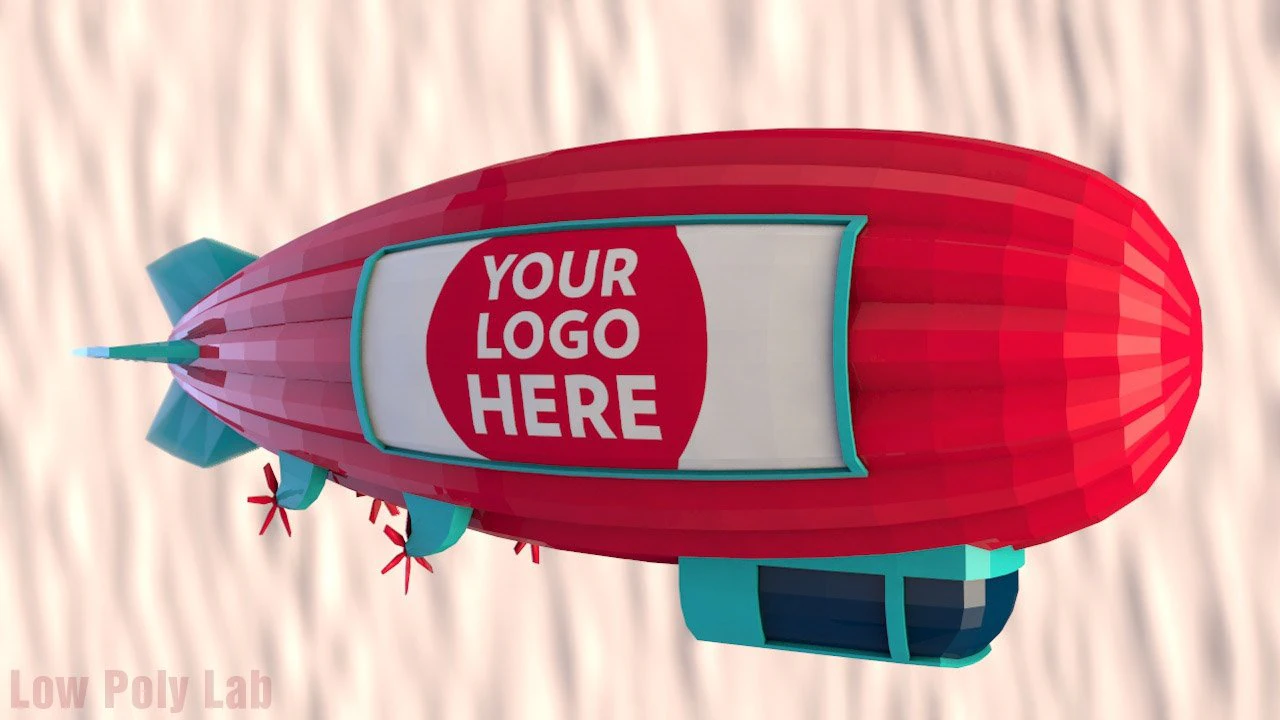 cartoon airship low poly blimp 3D Model .c4d .max .obj .3ds .fbx .stl .blend