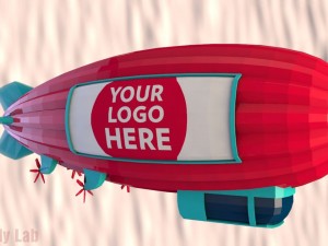 cartoon airship low poly blimp Modelo 3D