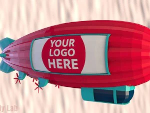 dirigibile in polietilene basso del dirigibile dei cartoni animati Modello 3D