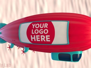 cartoon airship low poly blimp 3Dモデル