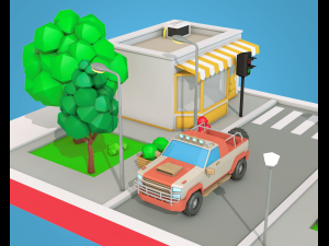 low poly burger cafe on phone screen 3D मॉडल