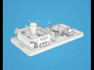 low poly buildings on mobile phone 3D Model