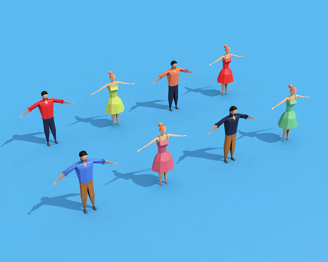 personagens manipulados de baixo poli Modelo 3D .c4d .max .obj .3ds .fbx .stl .blend 