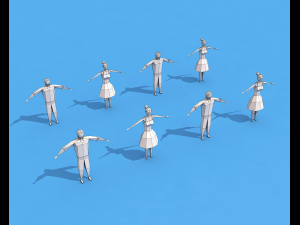 low poly rigged characters Model 3D