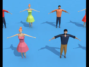 personagens manipulados de baixo poli Modelo 3D