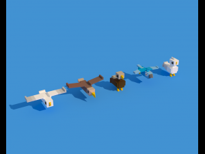 low poly animals birds 3D-Modell
