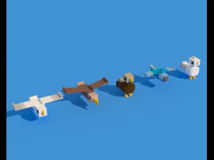 low poly animals birds 3D Model
