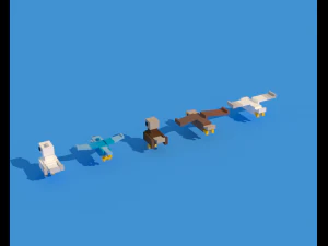 low poly animals birds 3D Model