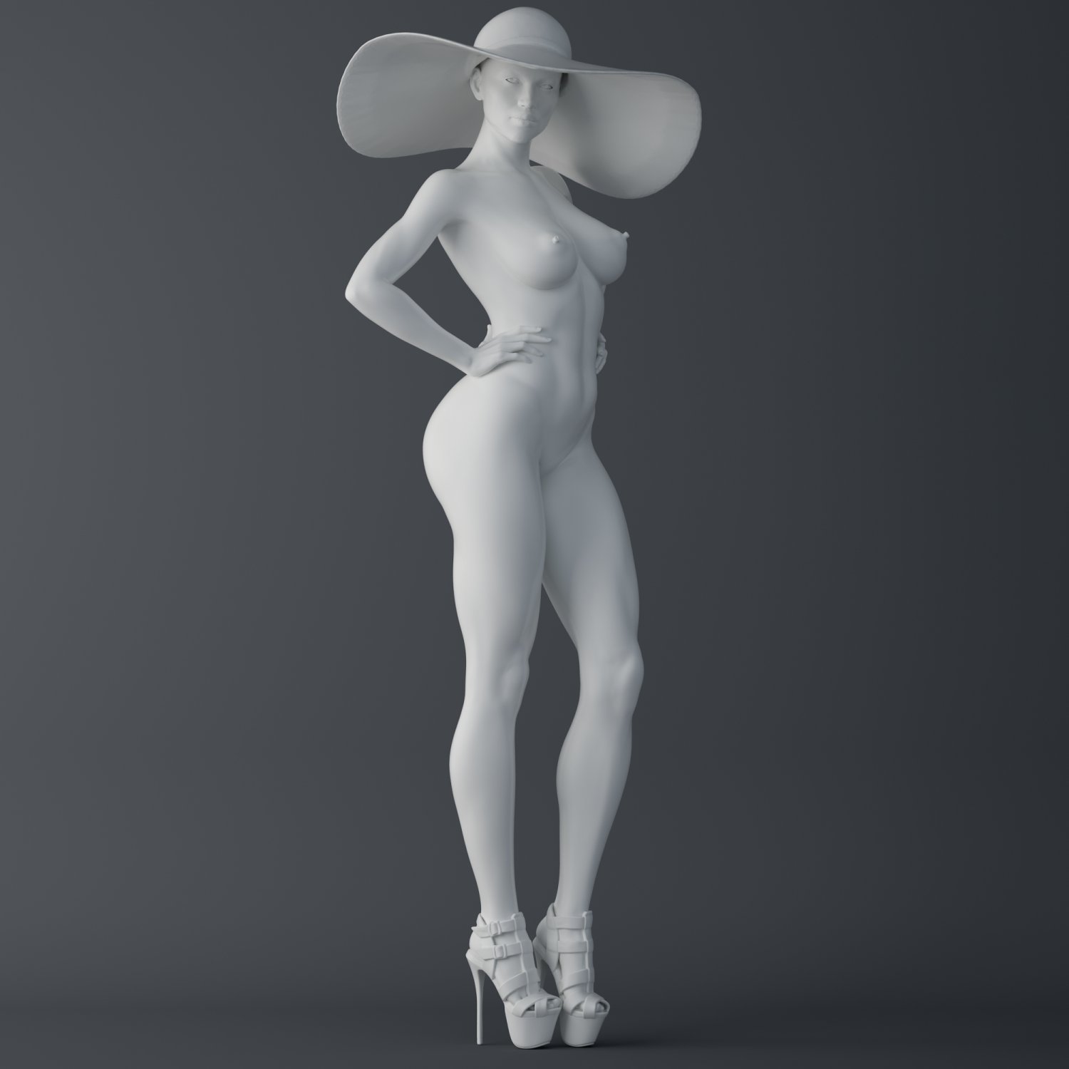 fashion girl wearing a hat 006 3D Принт Модель in Женщина 3DExport