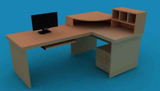 desk Model 3D .c4d .max .obj .3ds .fbx .stl .blend 