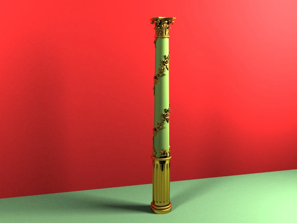 carved column with elements of gilding 3d model 3D Model .c4d .max .obj .3ds .fbx .stl .blend 