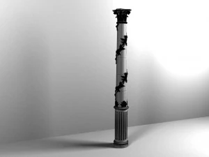 carved column with elements of gilding 3d model 3D Model