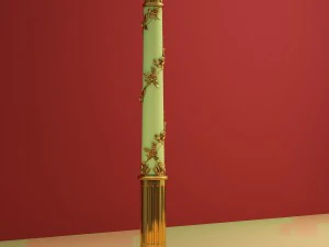 carved column with elements of gilding 3d model 3D Model