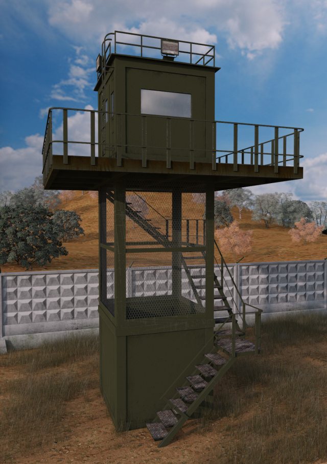 armored observation tower 3D Model .c4d .max .obj .3ds .fbx .stl .blend 