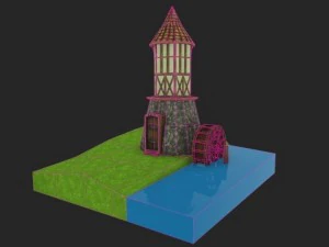 medieval watermill 3D Model