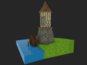 medieval watermill Model 3D