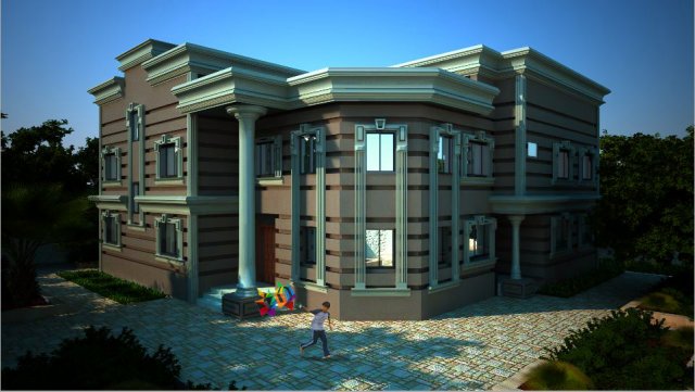 neoclassical hous 3Dモデル .c4d .max .obj .3ds .fbx .stl .blend 