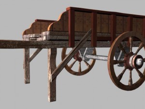 wooden cart Modelo 3D
