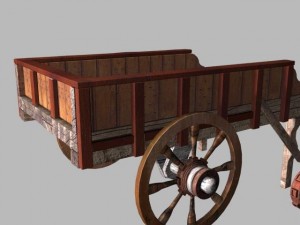 wooden cart Modelo 3D